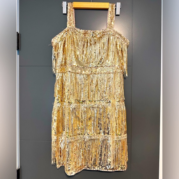 Dresses & Skirts - Gold sequin and tassel dress